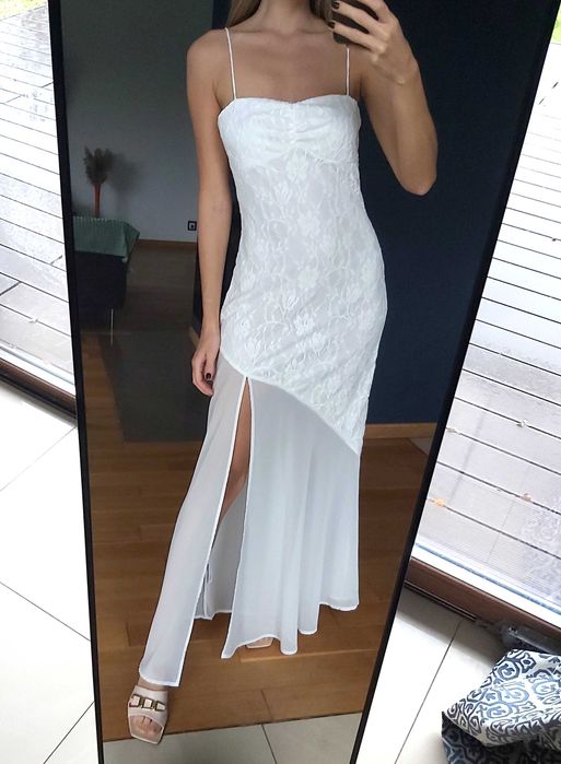 Sukienka, długa, koronka, ślubna, poprawiny.