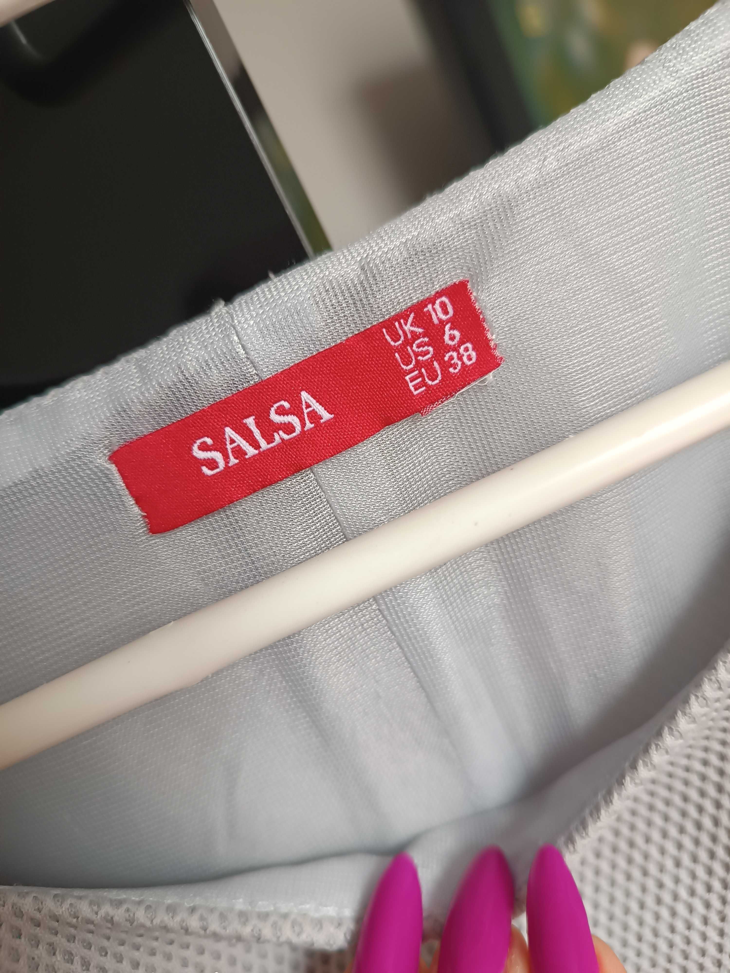 Szara z brokatem trapezowa sukienka Salsa
