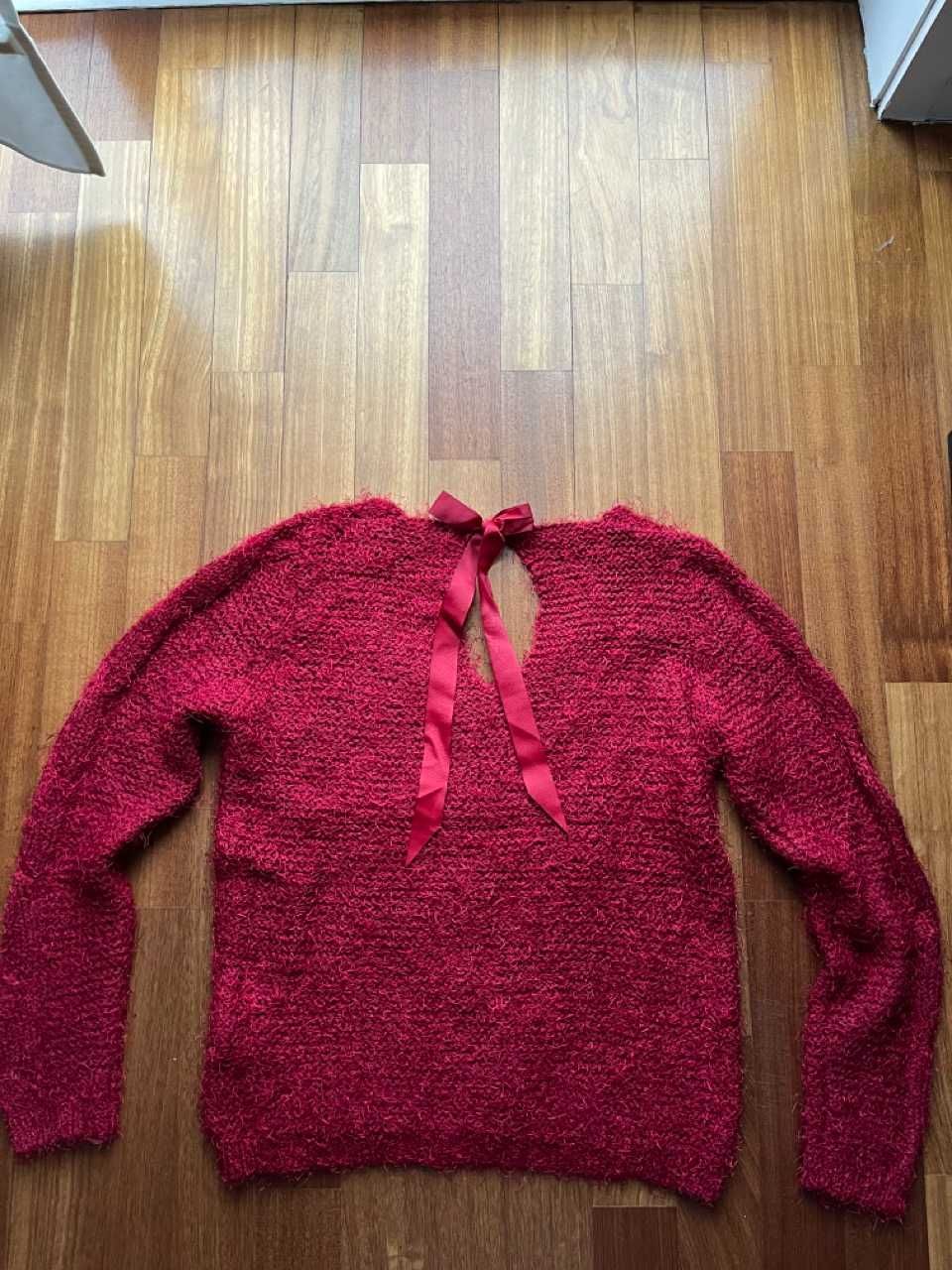 Camisola malha vermelha com laço