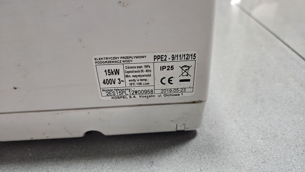 Podgrzewacz przepływowy KOSPEL PPE2 15kW