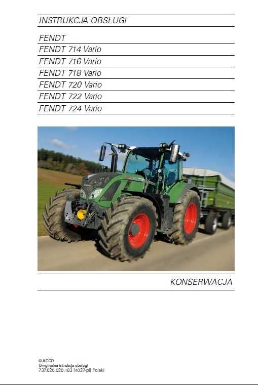 Instrukcja PL Fendt 700 SCR Tier 3b 714,716,718,720,722,724 VARIO