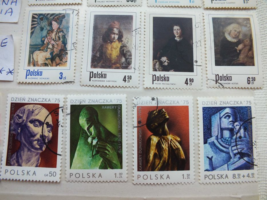 12szt. znaczki seria Fi2191 Fi2262 Polska 1975r. MALARSTWO SZTUKA klej