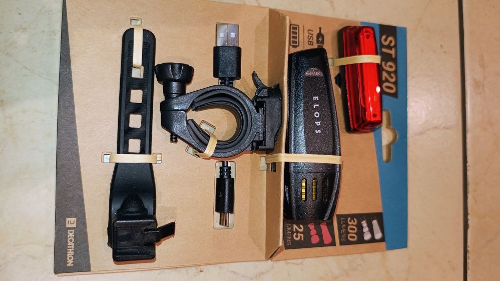 Oświetlenie rowerowe LED 300 lumens USB przód tył Elops ST 920