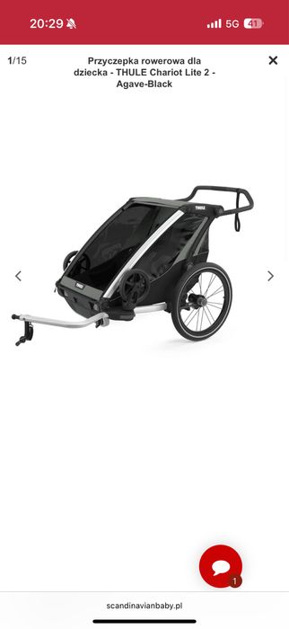 Przyczepka rowerowa dla dziecka - THULE Chariot Lite 2 nowa gwarancja