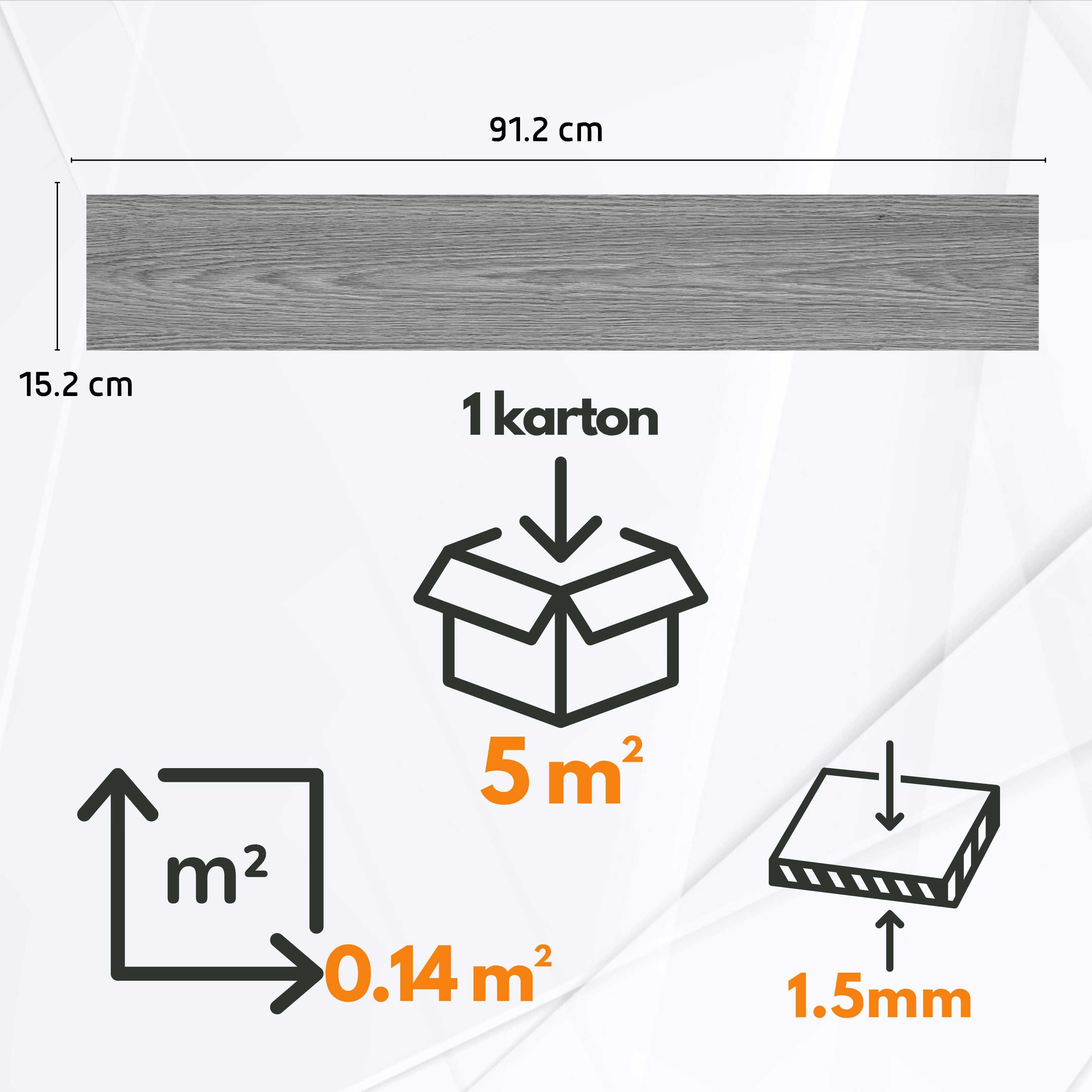 Panele Winylowe Samoprzylepne 5m² SZARY DĄB Deski parkiet WODOODP*