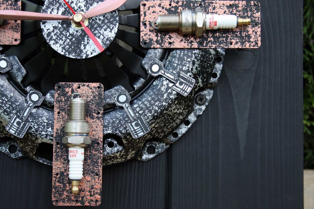 Zegar docisk sprzęgła świece Loft Patyna drewno