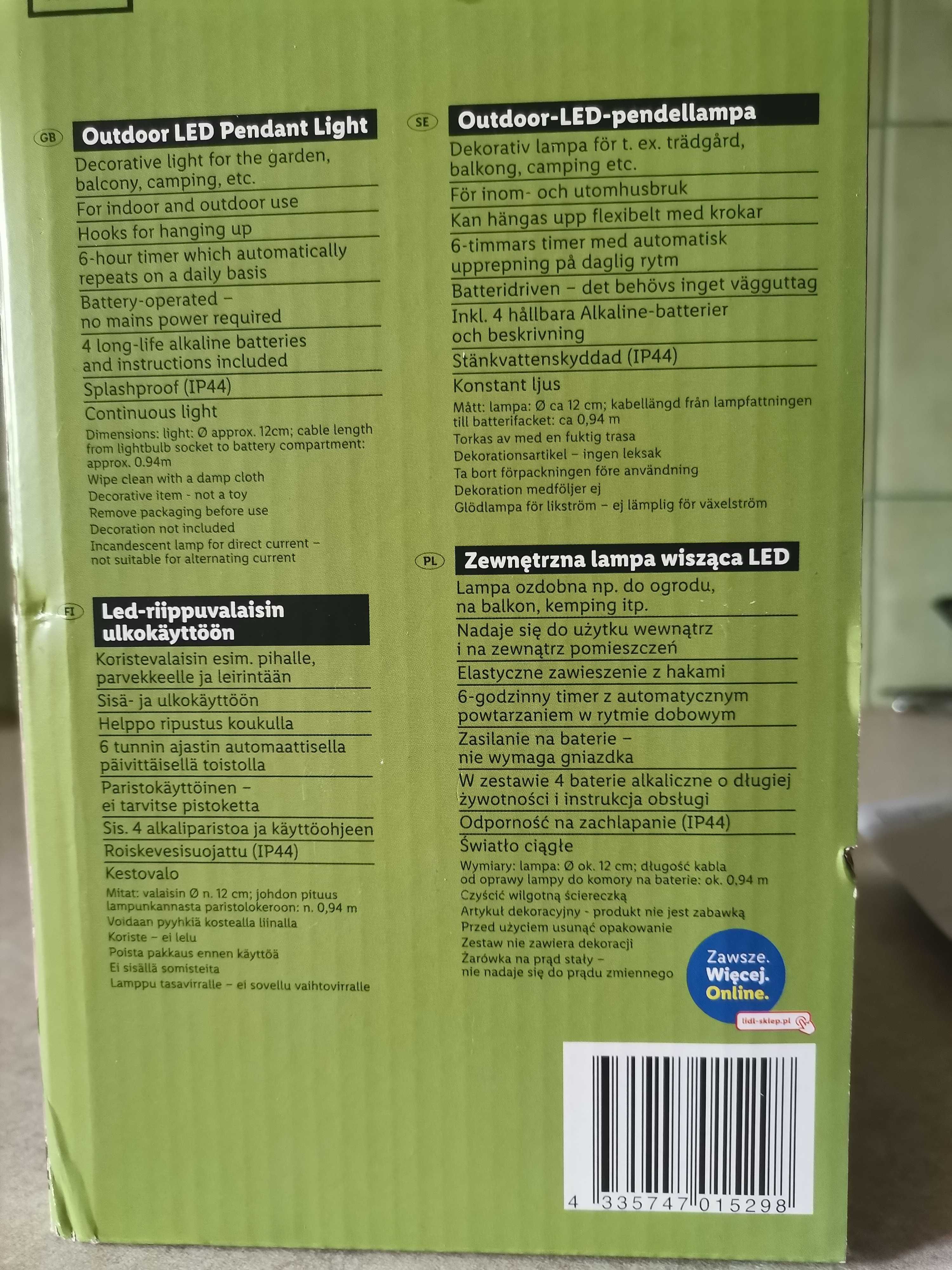 lampka wisząca LED Livarno