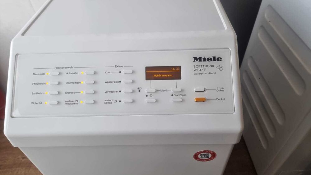 Pralka od góry Miele W 647 F, Najwyższy model. LED, 2000 obr. 5,5kg