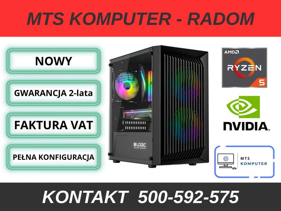 NOWY | Komputer Gamingowy | Ryzen 7500F | RTX 5060 | 16GB | 500GB- AM5