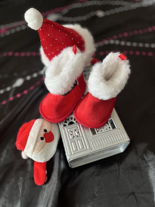 Новорічні чобітки Санти 3-6 міс