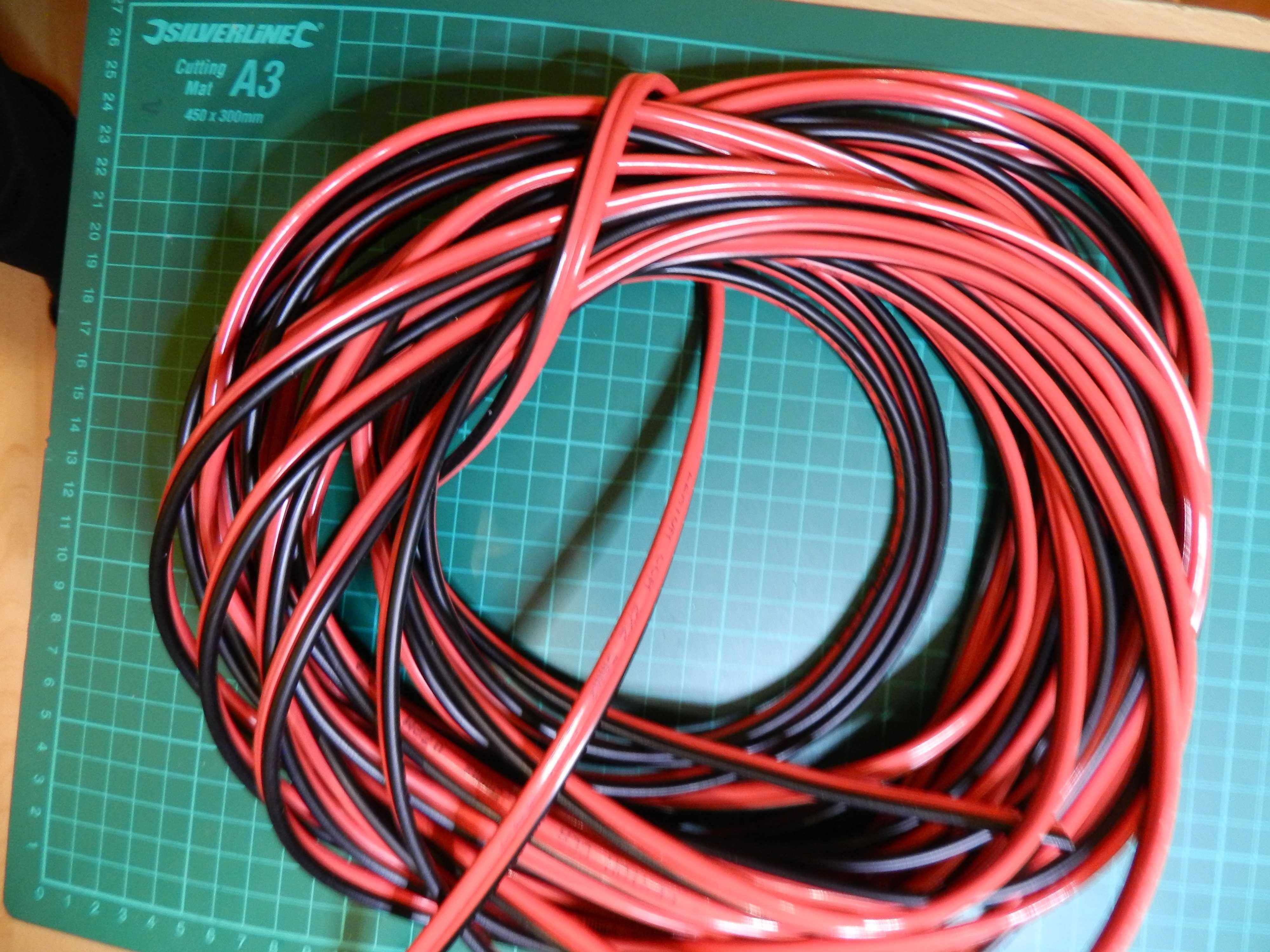 Kabel głośnikowy 2x2,50mm CCA 1mb czerwono-czarny.