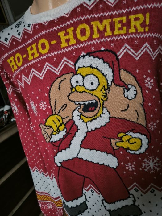 The Simpsons sweter świąteczny Homer Santa Christmas XL czerwony biały