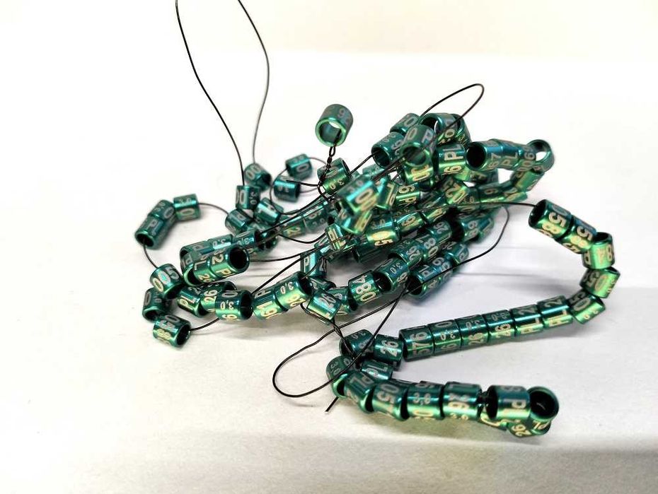 Obrączki aluminiowe dla papug 2026 zielone, obrączki stałe, rodowe