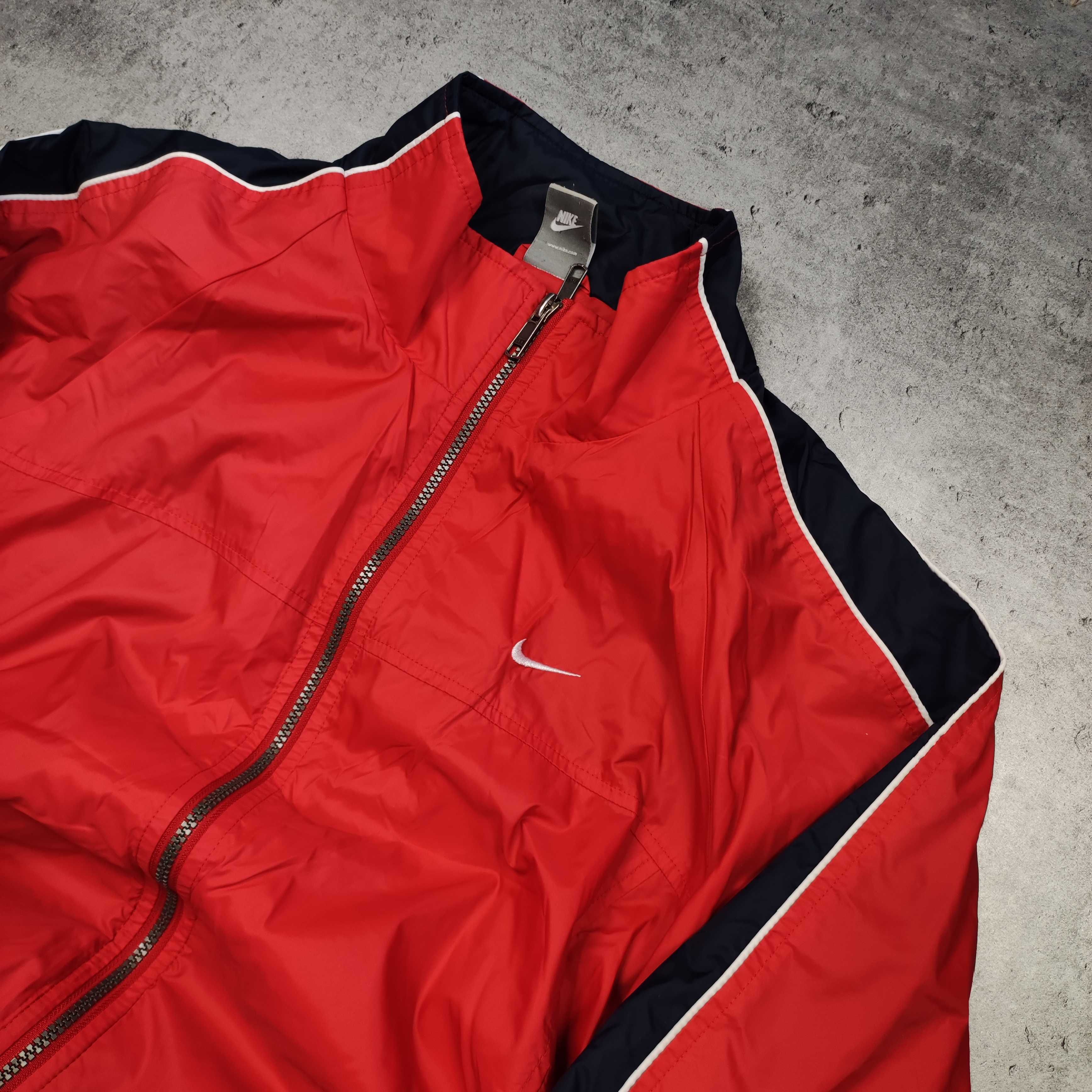 MĘSKA Kurtka Retro Vintage Nike Czerwona Lampas Rozpinana Wiatrówka