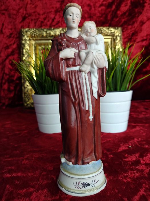 Święty Antoni stara porcelanowa figurka Biskwit