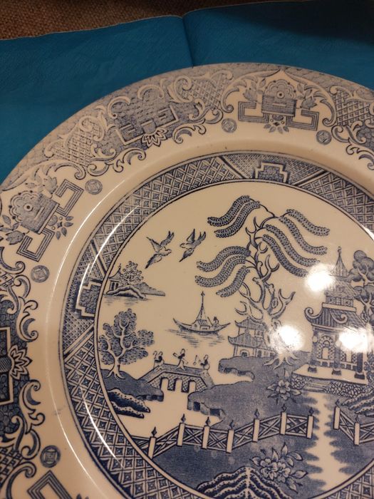 Angielski Kraj Angielski Ironstone Anglia Niebieski talerz płaski 24 c