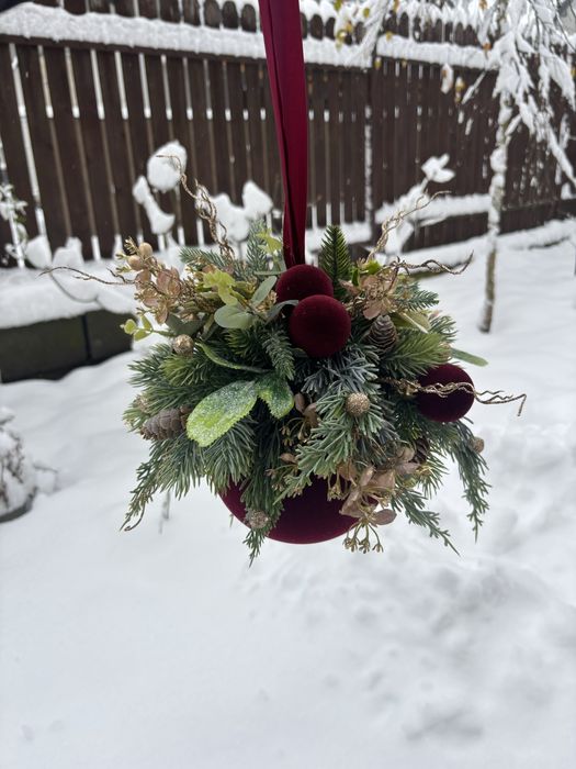 Welurowa kula bombka świąteczna