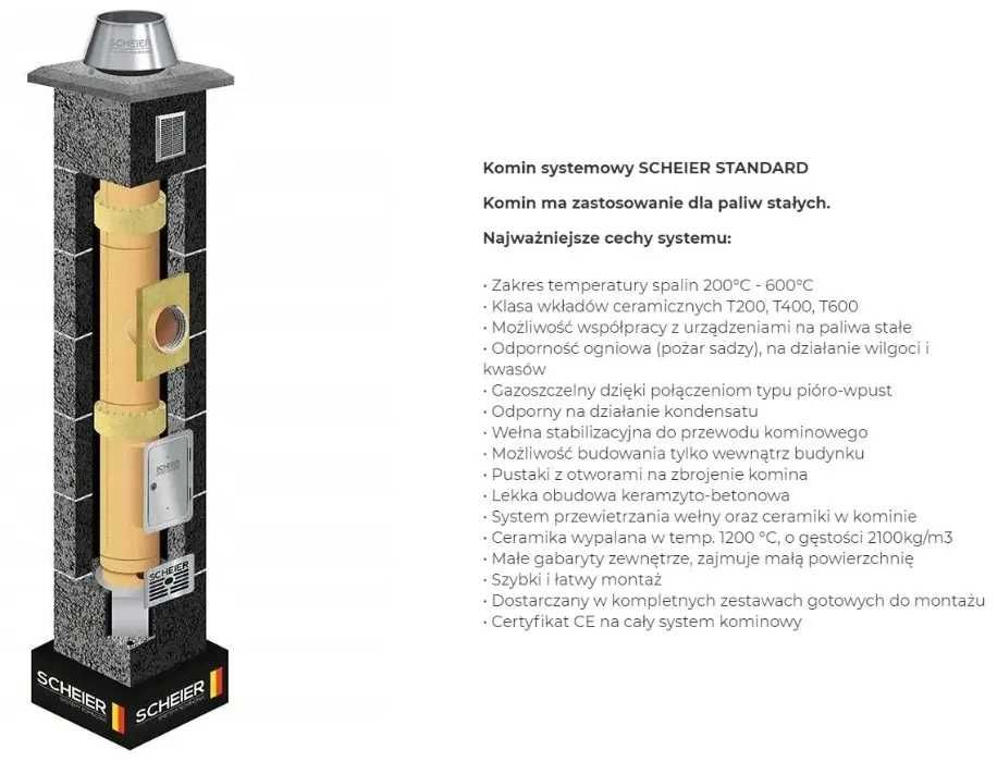 Komin ceramiczny SCHEIER system kominowy KW2 fi 200 9m Standard 36x54