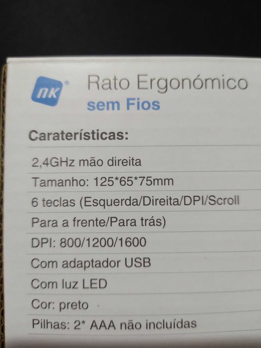 Rato sem fios ergonómico vertical novo com garantia
