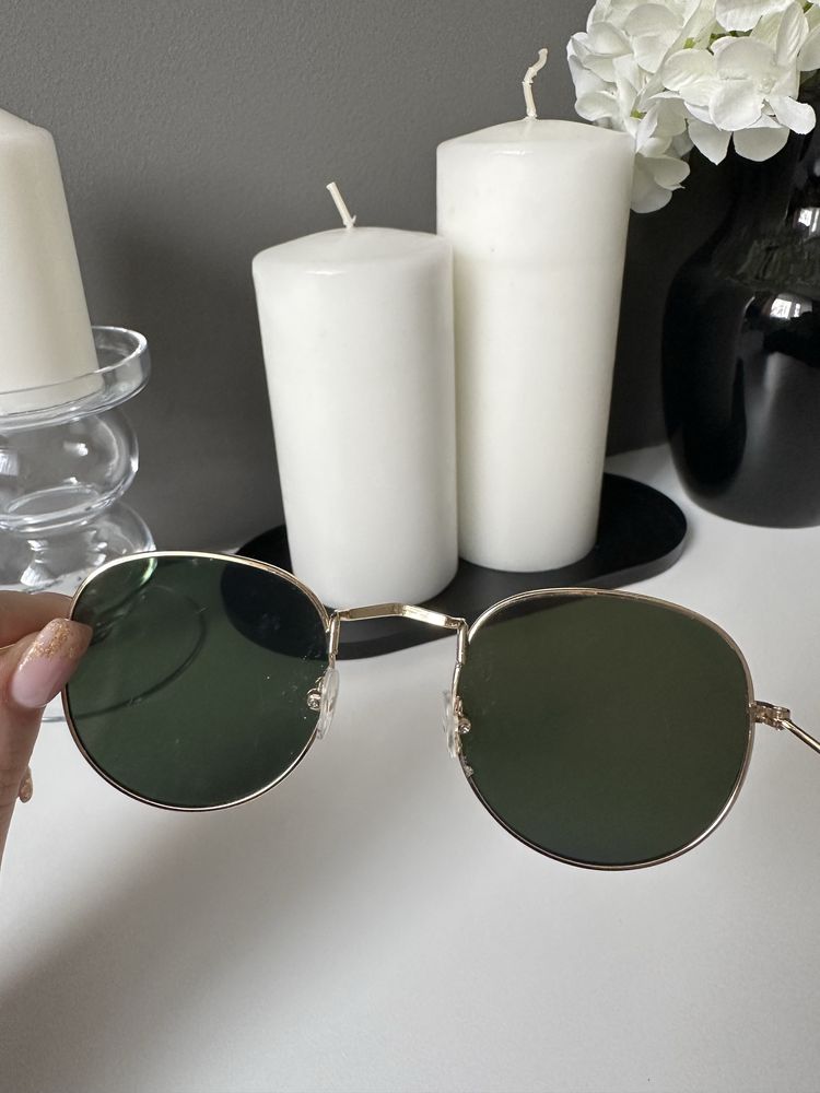 H&M okulary przeciwsłoneczne lenonki złote
