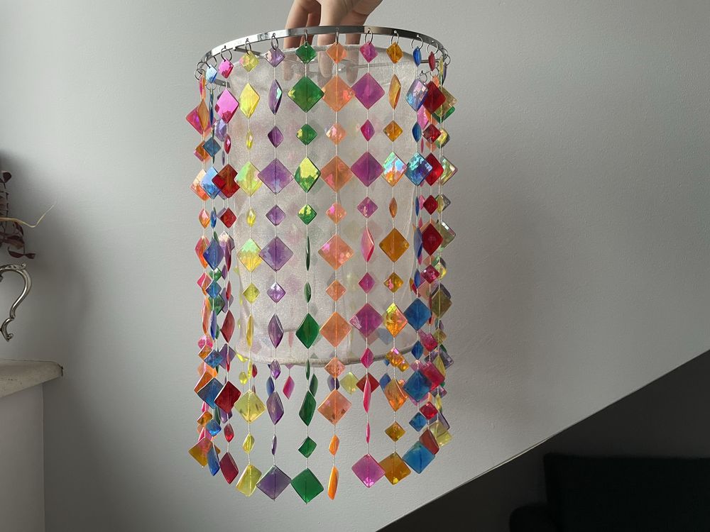 Lampa wiszaca sufitowa abazur klosz koraliki kolorowe