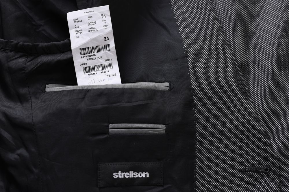 STRELLSON czarno-biała marynarka męska melanż 100% wełna dziewicza 48