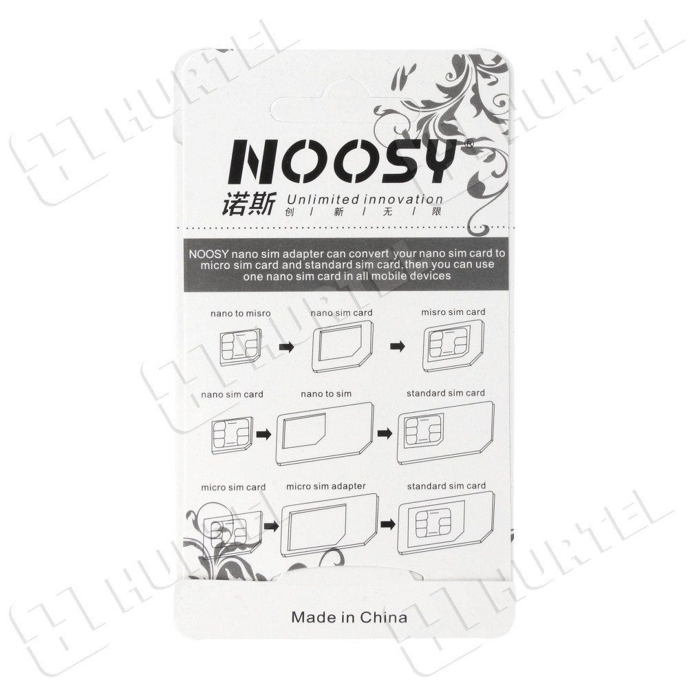 zestaw adapterów do kart nano micro sim noosy + kluczyk biały