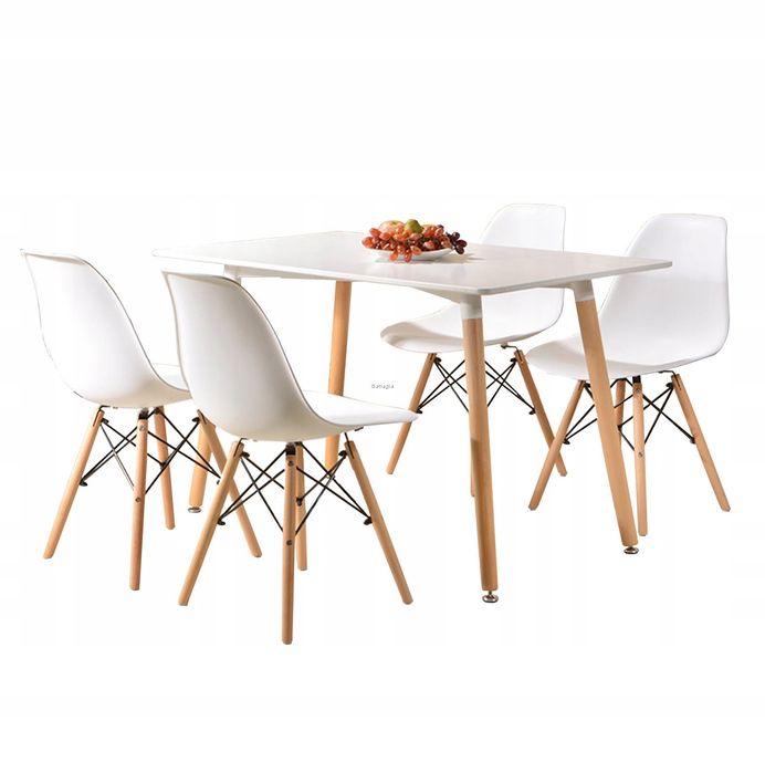 Stół Milano 120x80 white+4xkrzesło Milano białe