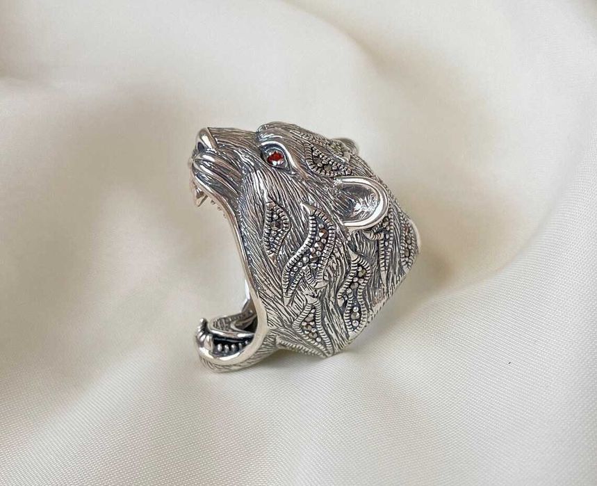 Великий перстень SILVERTOLIA  з головою тигра зі срібла 925 проби