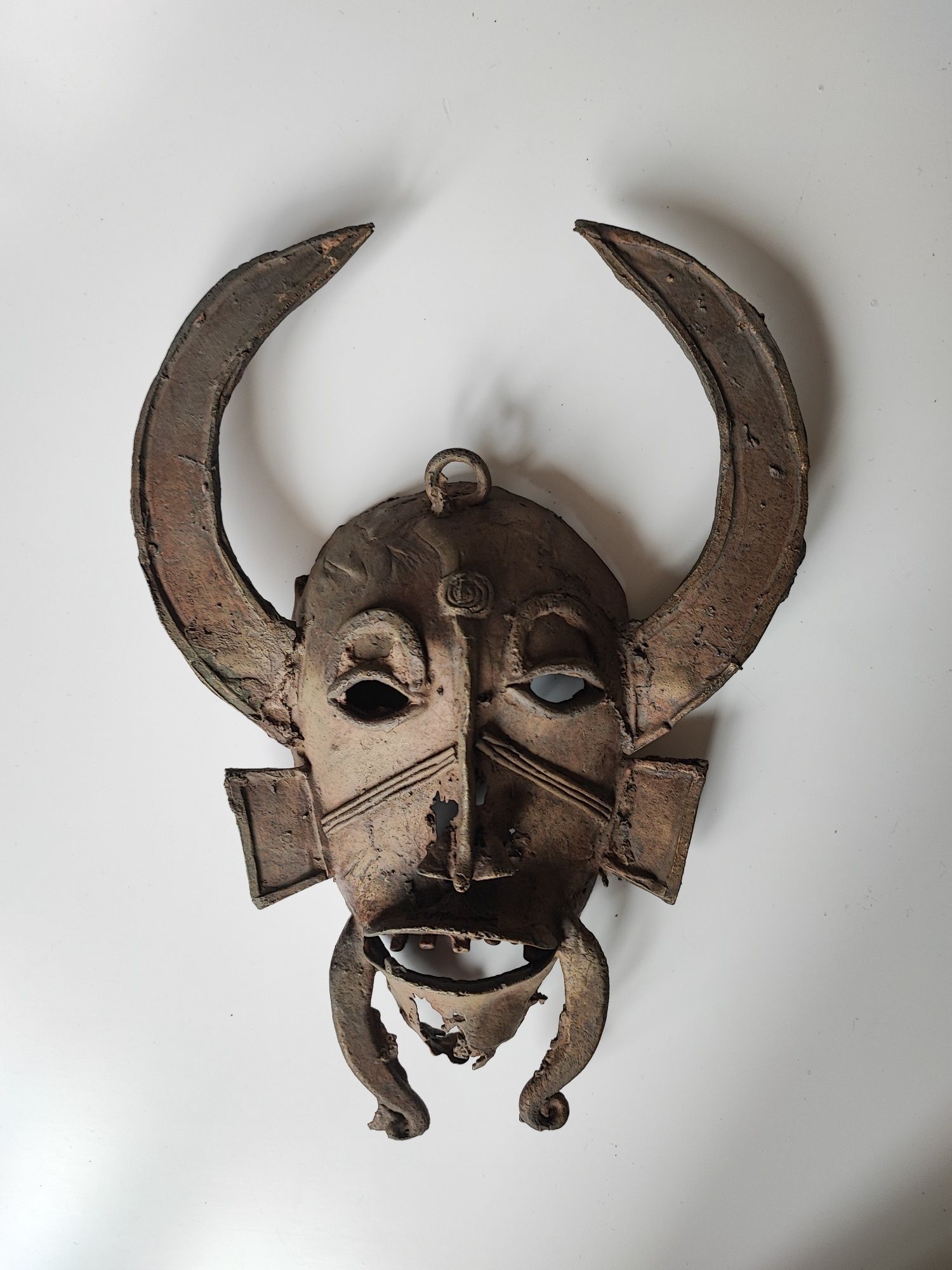 Maska brąz Kpeliyee Senufo Wybrzeże Kości Słoniowej mosiądz Afryka
