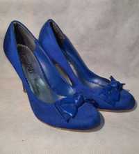 Niebieskie chabrowe szpilki buty new look 38