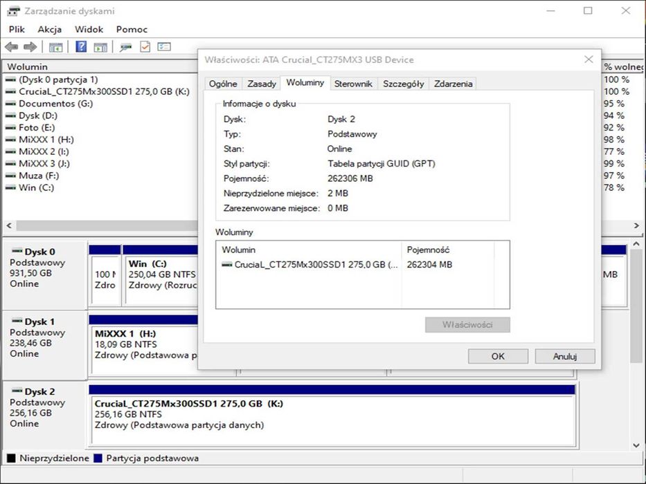 SSD 275GB CruCiaL Mx300