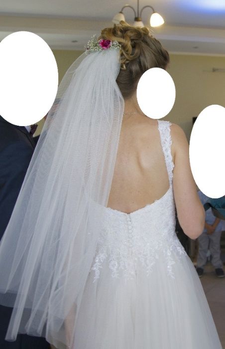 suknia ślubna 32 linia A bolerko welon xxs miseczka A75