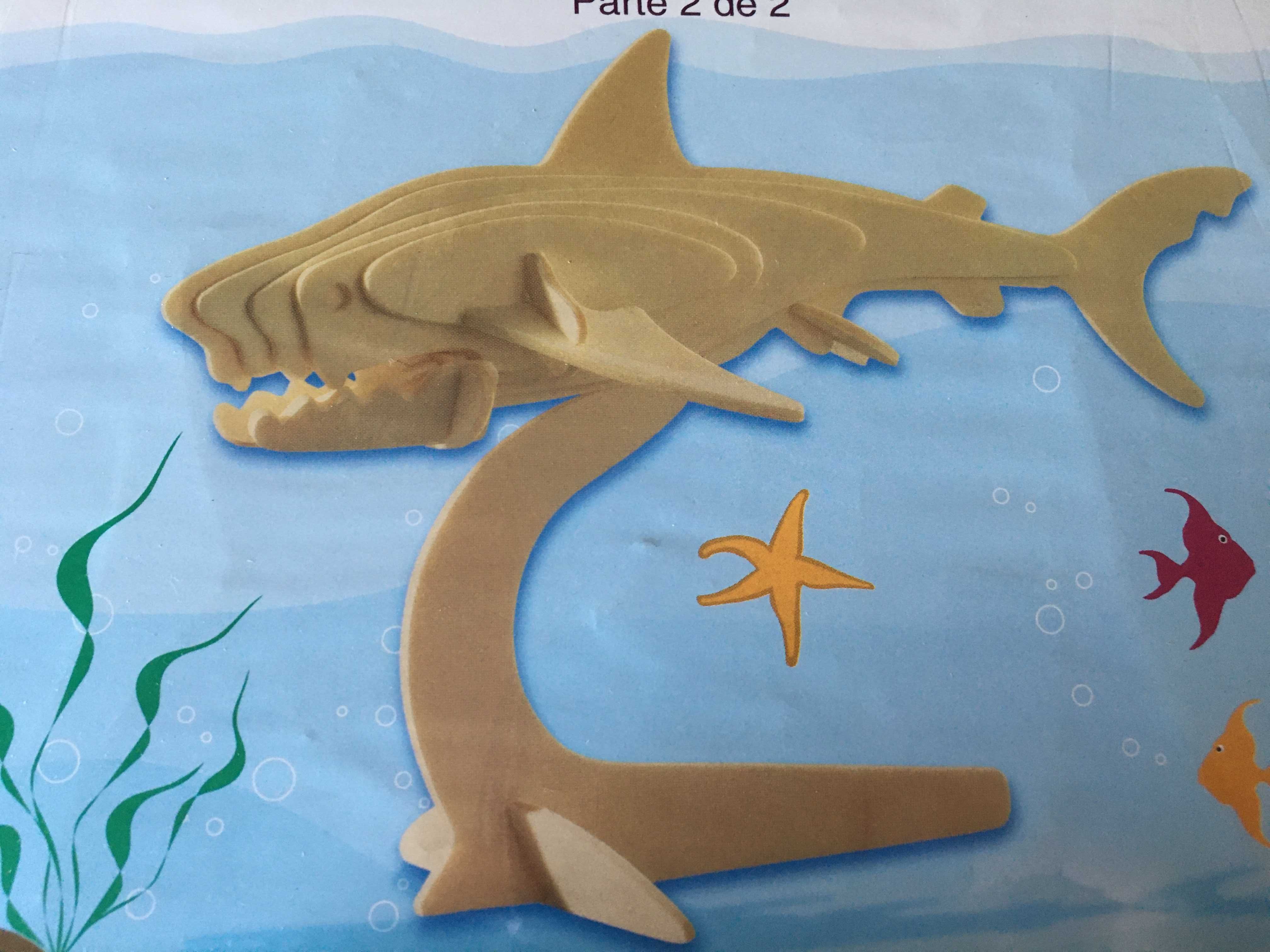 Puzzle tubarão 3D em madeira