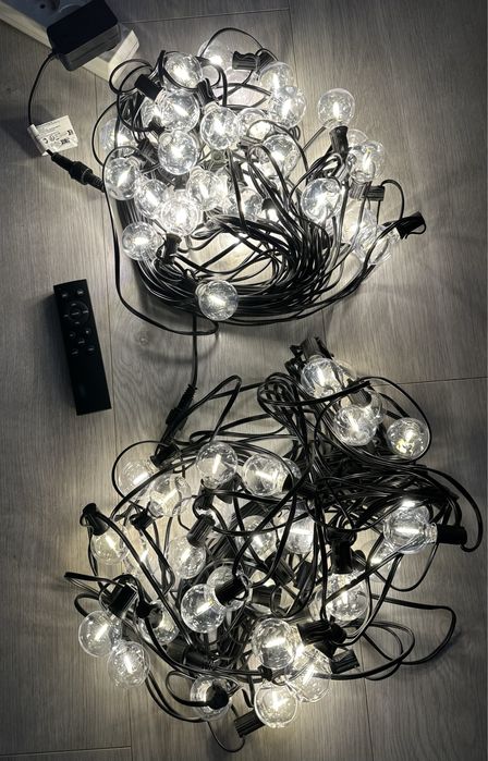 Girlanda Świetlna Zewnętrzna 74 żarówki 60 metrów Wodoodporna