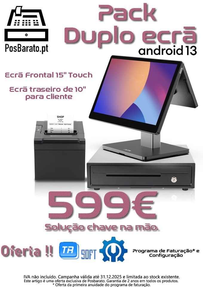 Pack POS duplo ecran software faturacao
