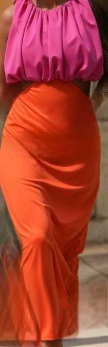 Vestido rosa/laranja