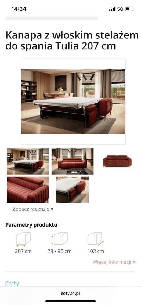 Kanapa sofa z funkcją spania kolor pudrowy róż
