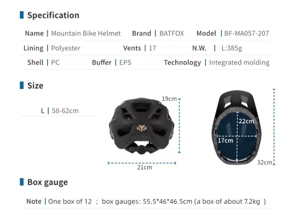 Шолом BatFox, велошолом МТБ