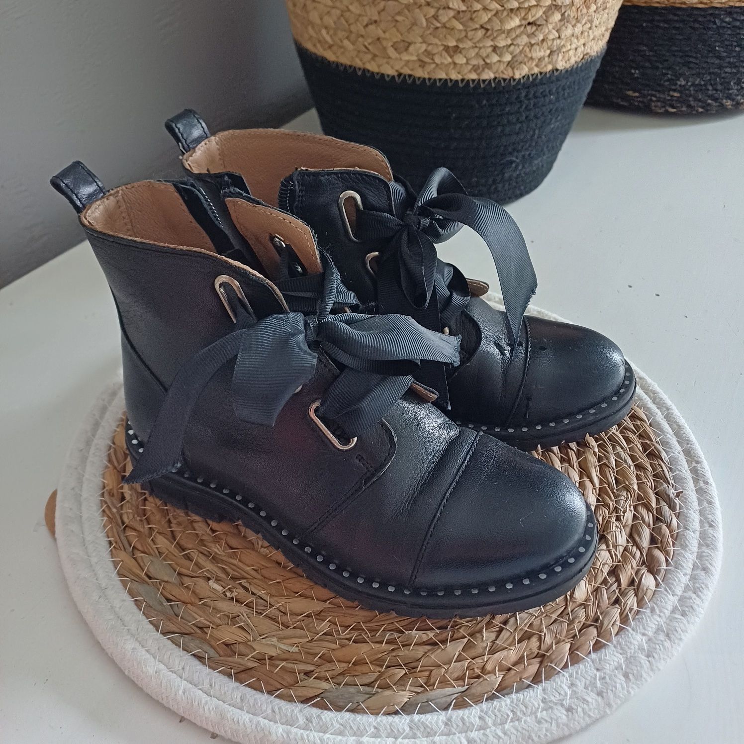 Skórzane botki wojas 29 wkładka 19cm