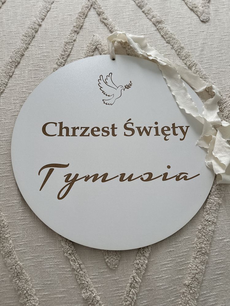 Koło dekoracja na Chrzest Święty z imieniem Tymuś/Tymek/Tymon 50 cm