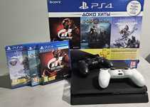 Sony Playstation 4 slim 1 Tb + 2 джойстики + 3 диски + шолом VR v.2