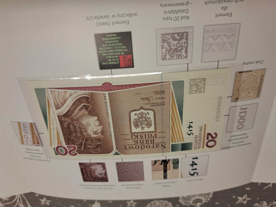 Banknot kolekcjonerski 20 zł NBP wydanie PWPW folder