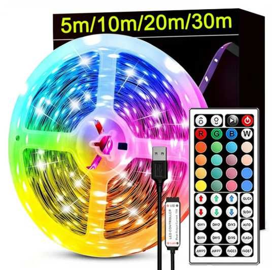 Taśma Led RGB z pilotem Luces Led Room Light Elastyczna wstążka USB