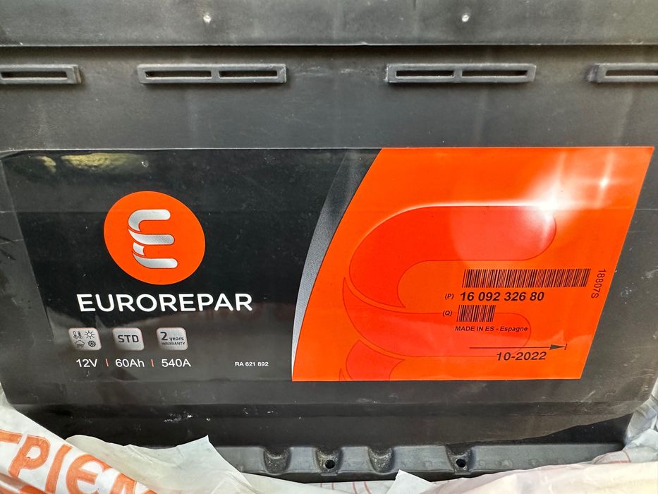 Продам автомобильный аккумулятор Eurorepar 60Ah 540A R+