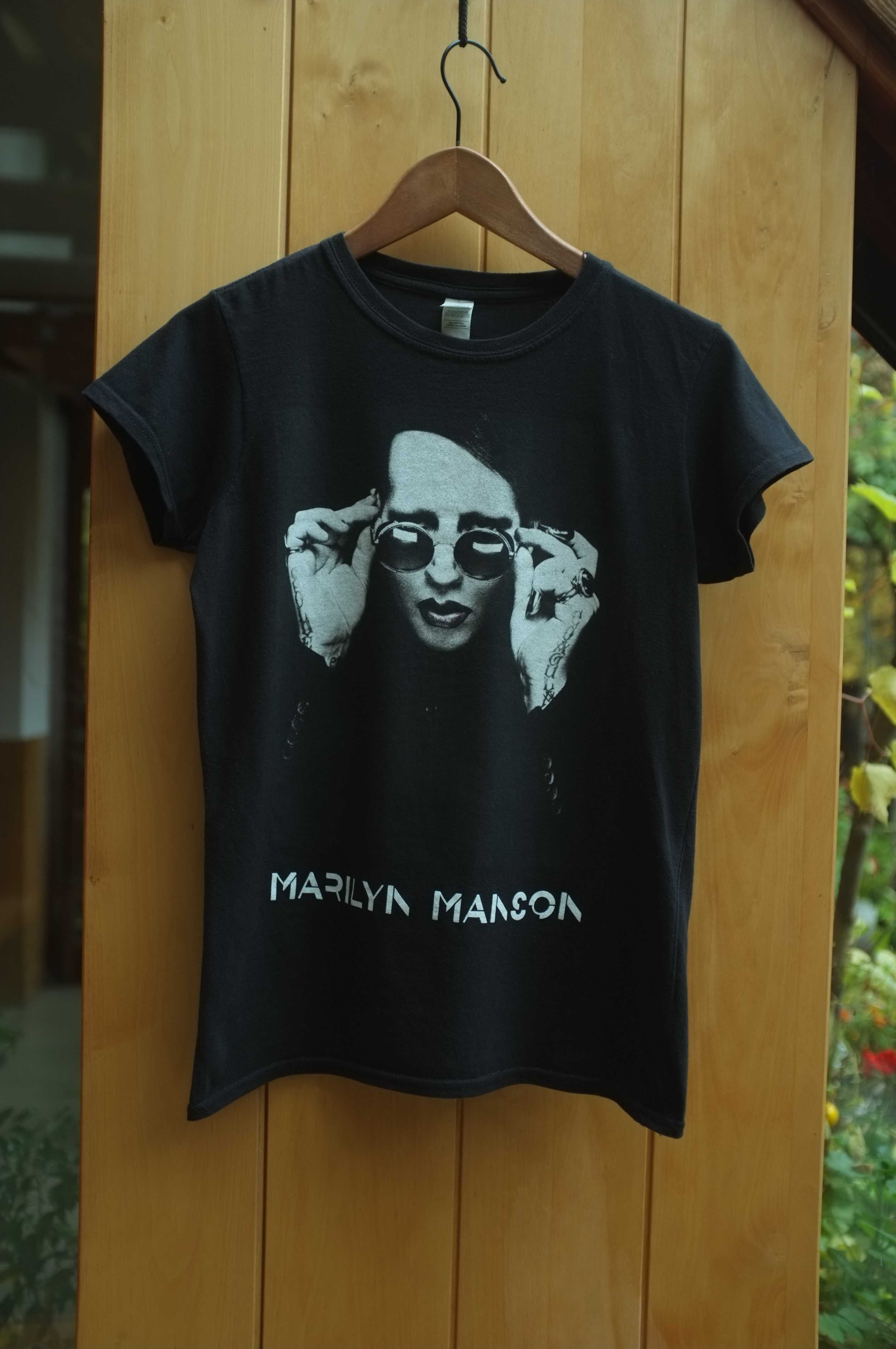 damski czarny T-Shirt tshirt Marilyn Manson Gildian M rockowy