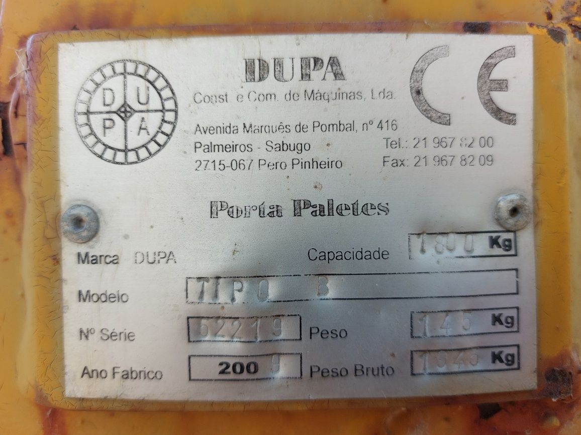 Porta Paletes Grua Certificado 1800Kg