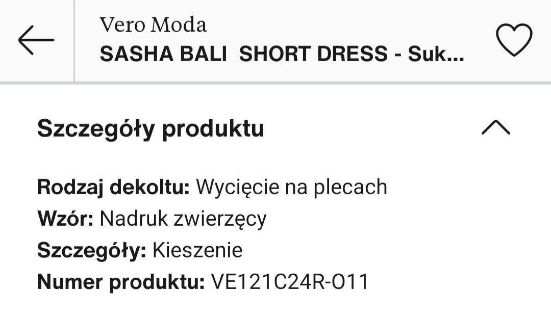 Sukienka Vero Moda r.34 wzór zwierzęcy