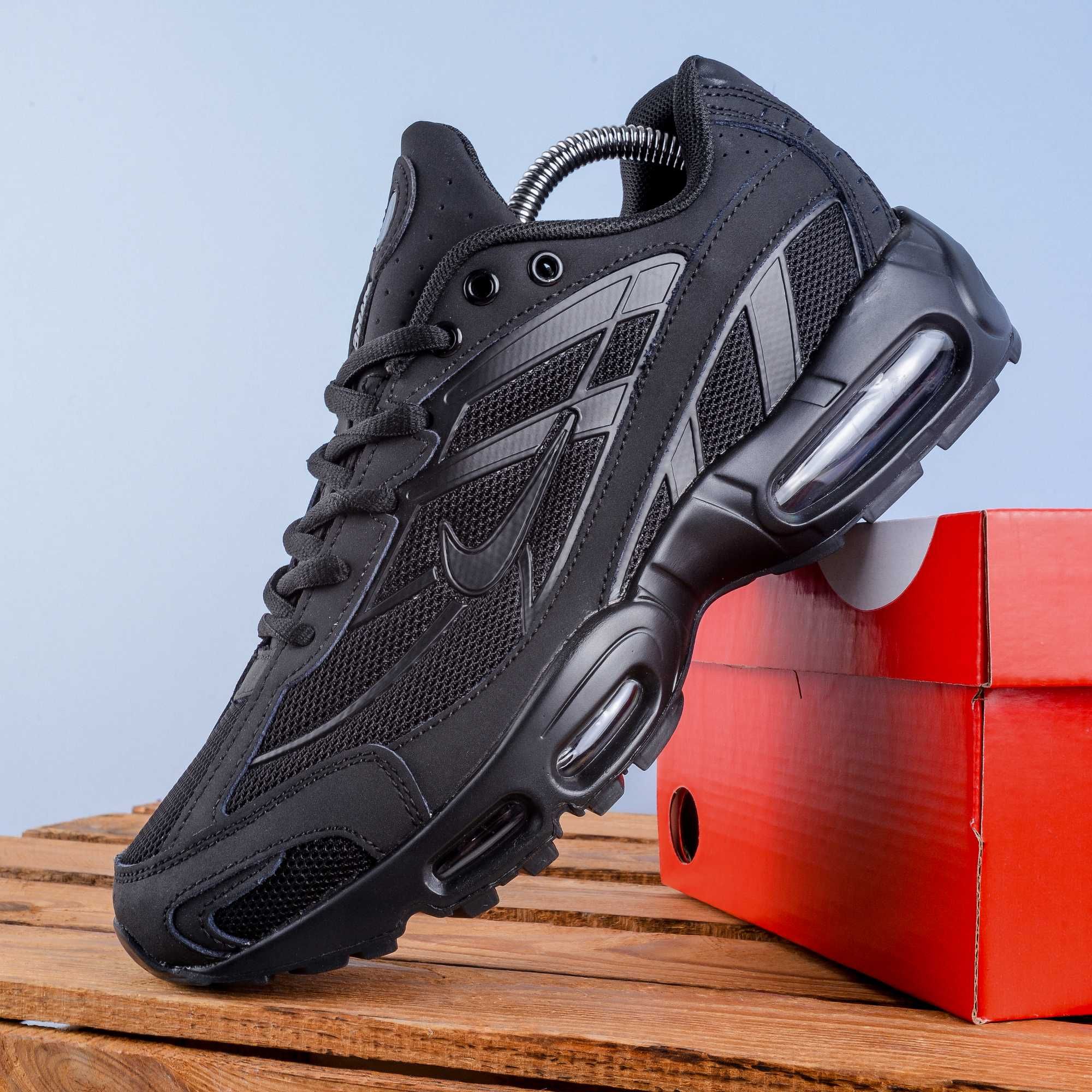 (1929) Чоловічі Кросівки Nike Shox повністю чорні (41-46) найк найки