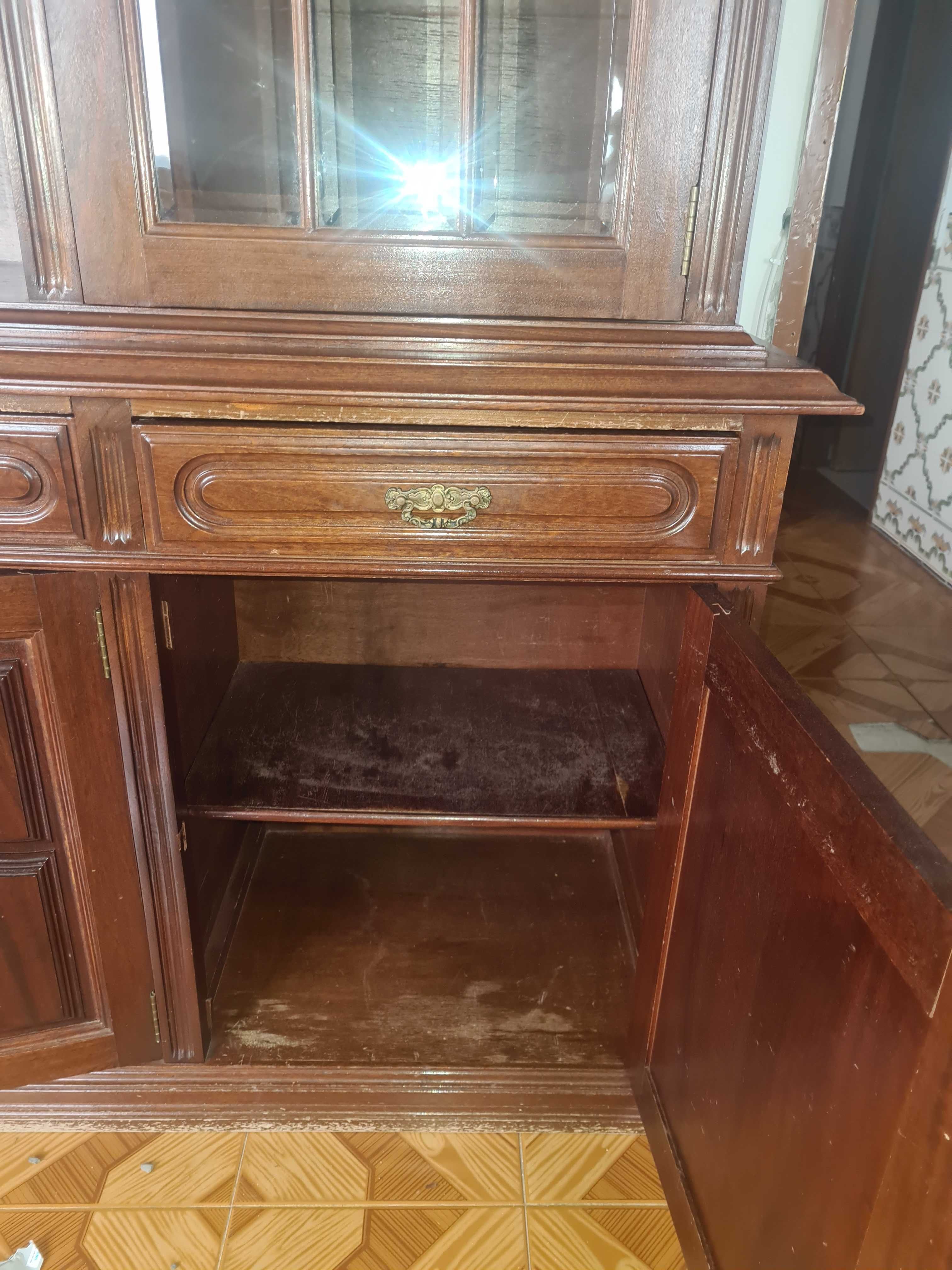 Estante anos 90 ; Conjunto 2 elementos em vidro e madeira